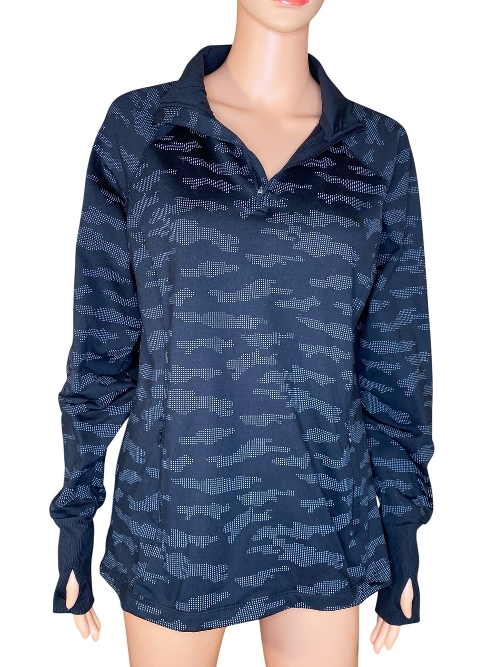 Avia Running Jacket Camo Quarter-Zip Pullover Outdoors Athletic SZ Med 8 - 10